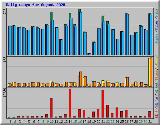 Daily usage for August 2020