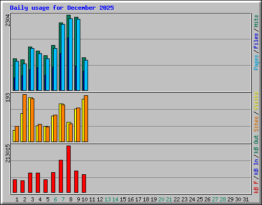 Daily usage for December 2025